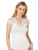 Önü Dantel Detaylı V Yaka Kadın Pamuklu Modal Esnek Yumuşak Atlet Özkan 26947  Ekru görsel 7