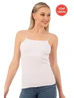 Örme Pamuklu Modal Esnek Rahat İnce Askılı Kadın Atlet Özkan 27042  Beyaz görsel 10