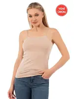 Örme Pamuklu Modal Esnek Rahat İnce Askılı Kadın Atlet Özkan 27042  Ten