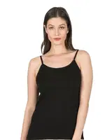 Örme Pamuklu Ribana Esnek Rahat İp Askılı Kadın Atlet Özkan 0107  Siyah farklı açı