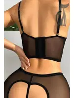 Özel Bölgesi Açık Dantelli Fantazi Büstiyer Takım For Dreams 8454 Siyah detay görünüm