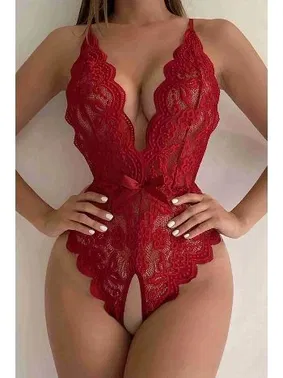 For Dreams Özel Bölgesi Açık Fiyonklu Dantel Fantazi Kadın Body For Dreams 8458