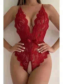 For Dreams Özel Bölgesi Açık Fiyonklu Dantel Fantazi Kadın Body For Dreams 8458