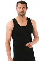 Özkan 0113 Erkek Pamuklu Ribana Esnek Yumuşak Kalın Askılı Atlet Siyah görsel 8