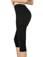 Özkan 0458 Kadın Pamuklu Likralı Süprem Esnek Rahat Kapri Tayt Siyah farklı açı