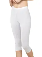 Özkan 0458 Kadın Pamuklu Likralı Süprem Esnek Rahat Kapri Tayt Beyaz görsel 11