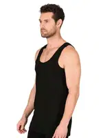 Özkan 11406 Erkek %100 Pamuklu Ribana Esnek Rahat Kalın Askılı örme Atlet Siyah görsel 6