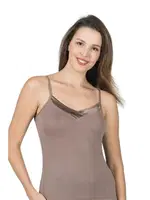 Premium Kumaş Viskon Saten Yakalı Esnek  İnce Askılı Atlet Özkan 2040 Kahverengi görsel 38