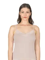 Premium Kumaş Viskon Saten Yakalı Esnek  İnce Askılı Atlet Özkan 2040 Vizon görsel 23