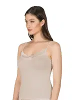 Premium Kumaş Viskon Saten Yakalı Esnek  İnce Askılı Atlet Özkan 2040 Vizon görsel 25