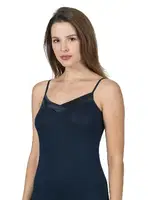 Premium Kumaş Viskon Saten Yakalı Esnek  İnce Askılı Atlet Özkan 2040 Lacivert görsel 28