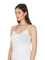 Premium Kumaş Viskon Saten Yakalı Esnek  İnce Askılı Atlet Özkan 2040 Beyaz görsel 36