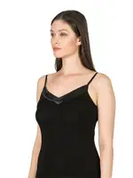 Premium Kumaş Viskon Saten Yakalı Esnek  İnce Askılı Atlet Özkan 2040 Siyah