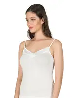 Premium Kumaş Viskon Saten Yakalı Esnek  İnce Askılı Atlet Özkan 2040 Ekru görsel 7