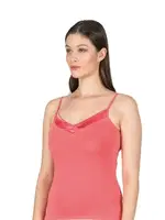 Premium Kumaş Viskon Saten Yakalı Esnek  İnce Askılı Atlet Özkan 2040 Somon görsel 11