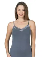 Premium Kumaş Viskon Saten Yakalı Esnek  İnce Askılı Atlet Özkan 2040 Anrasit görsel 17