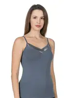 Premium Kumaş Viskon Saten Yakalı Esnek  İnce Askılı Atlet Özkan 2040 Anrasit görsel 20