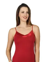 Premium Kumaş Viskon Saten Yakalı Esnek  İnce Askılı Atlet Özkan 2040 Kırmızı görsel 21