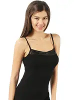 Yakası Pullu Viskon Kumaş Esnek İp Askılı Kadın Atlet Özkan 2102 Siyah görsel 5