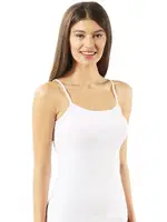 Süprem Pamuklu Likralı Esnek Rahat İnce Askılı Kadın Atlet Özkan 23319 Beyaz görsel 5