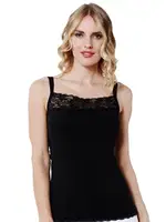 İnce Askılı Kare Yaka Modal Pamuklu Dantelli Kadın Atlet Özkan 23422 Siyah