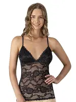 V Yaka İnce Askılı  Pamuklu Modal Dantelli Kadın Atlet Özkan 25596 Siyah görsel 5