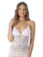 V Yaka İnce Askılı  Pamuklu Modal Dantelli Kadın Atlet Özkan 25596 Beyaz