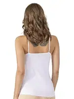 V Yaka İnce Askılı  Pamuklu Modal Dantelli Kadın Atlet Özkan 25596 Beyaz detay görünüm