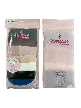 Özkan Özkan 26797 7'li Paket Kadın Bel Kismi Tül Detaylı Likralı Pamuklu Esnek Rahat Slip Bikini Külot - Alternatif Görünüm