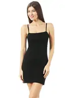 Özkan 7126 Kadın Ip Askılı Viskon Atlet Kombinezon Jüpon Astar Siyah görsel 5