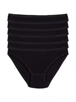 Pamuk Siyah 6'lı Paket Kadın Bikini Külot Yıldız 2123 Siyah