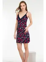 Pamuklu Desenli Lacivert Kısa Gecelik Lady 6183 Lacivert