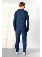 Pamuklu Kareli Gömlek Mavi Erkek Pijama Takımı Doreanse 25K4543 Mavi detay görünüm