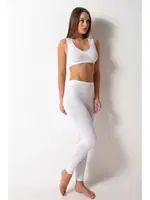 Pamuklu Kumaş Lastikli Bel Uzun Kadın Tayt Donex 1465 Beyaz detay görünüm