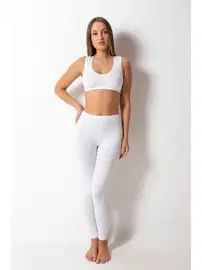 Donex Pamuklu Kumaş Lastikli Bel Uzun Kadın Tayt Donex 1465