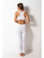 Pamuklu Kumaş Lastikli Bel Uzun Kadın Tayt Donex 1465 Beyaz farklı açı