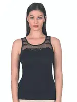 Pamuklu Likralı Dantelli Robalı Süprem Kadın Atlet Özkan 24185  Siyah görsel 5