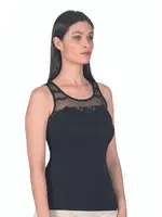 Pamuklu Likralı Dantelli Robalı Süprem Kadın Atlet Özkan 24185  Siyah görsel 8