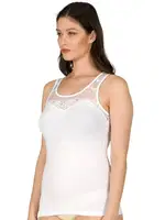 Pamuklu Likralı Dantelli Robalı Süprem Kadın Atlet Özkan 24185  Beyaz farklı açı