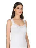 Pamuklu Likralı Süprem Dantel Yakalı Esnek Rahat Kalın Askılı Kadın Atlet Özkan 0181  Beyaz görsel 4