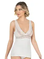 Pamuklu Modal Derin V Yaka Dantelli Kalın Askılı Kadın Atlet Özkan 25591  Beyaz farklı açı