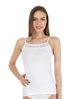 Pamuklu Modal Tül Detaylı İnce Askılı Kadın Atlet Özkan 26819  Beyaz görsel 5