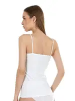 Pamuklu Modal Tül Detaylı İnce Askılı Kadın Atlet Özkan 26819  Beyaz görsel 6
