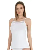 Pamuklu Modal Tül Detaylı İnce Askılı Kadın Atlet Özkan 26819  Beyaz görsel 7