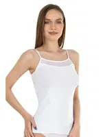 Pamuklu Modal Tül Detaylı İnce Askılı Kadın Atlet Özkan 26819  Beyaz görsel 8