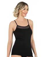 Pamuklu Modal Tül Detaylı İnce Askılı Kadın Atlet Özkan 26819  Siyah görsel 4