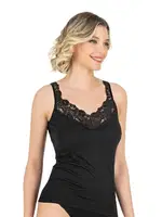 Pamuklu Modal Yakası Dantel Detaylı Kalın Askılı Kadın Atlet Özkan 26805  Siyah görsel 7