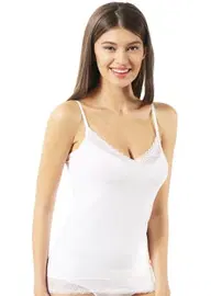 Özkan Pamuklu Modal Yakasi Eteği Dantelli İnce Askılı Kadın Atlet Özkan 22795 