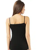 Pamuklu Modal Yakası Tül İnce Askılı Kadın Atlet Özkan 22813  Siyah görsel 6