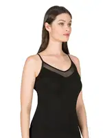 Pamuklu Modal Yakası Tül İnce Askılı Kadın Atlet Özkan 22813  Siyah görsel 8